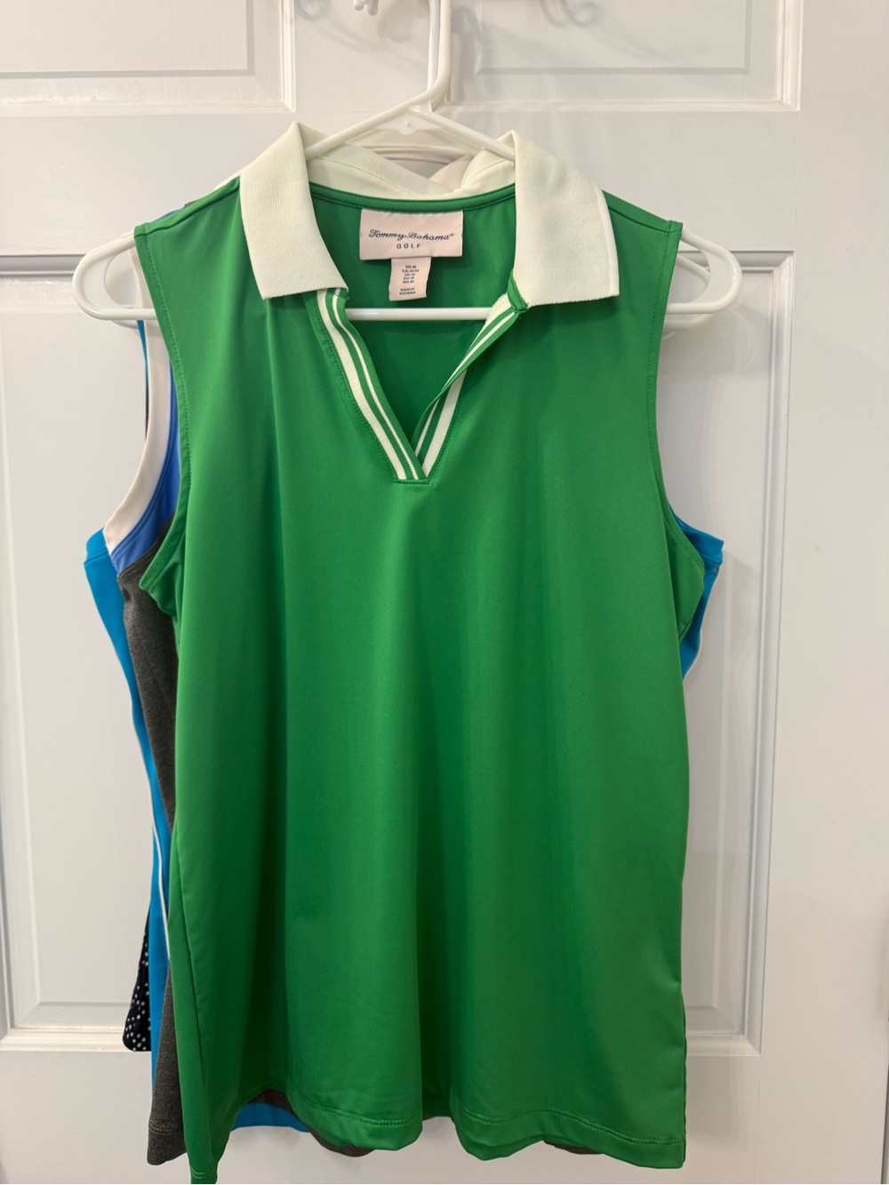 Tommy Bahama Sleeveless Green Polo Tank with White Collar